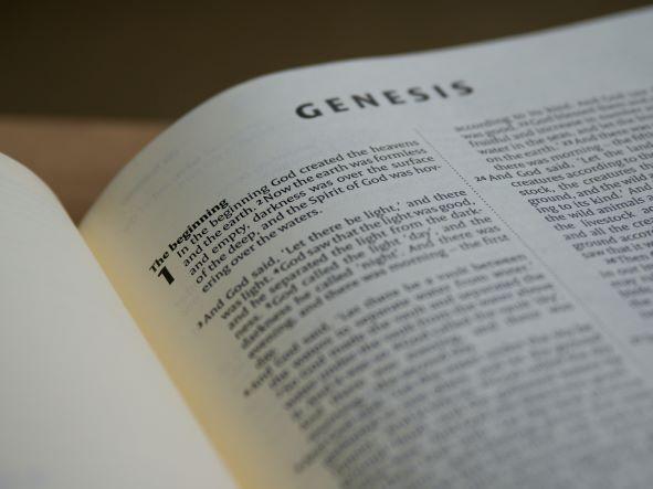 photograph of the first page of the book of Genesis