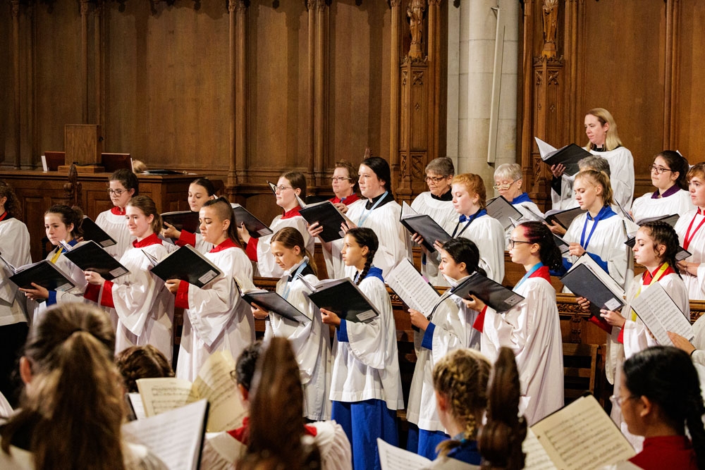 Choristers with the Carolina Summer Choral Residency sing at Duke Chapel