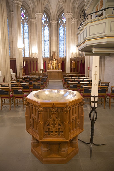 Baptismal font in Memorial Chapel