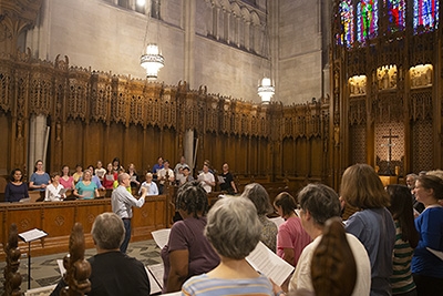 A choir rehearsal in the Chapel