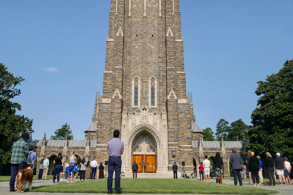 People gathered on the Chapel Quad for a vigil to commemorate the September 11 attacks.