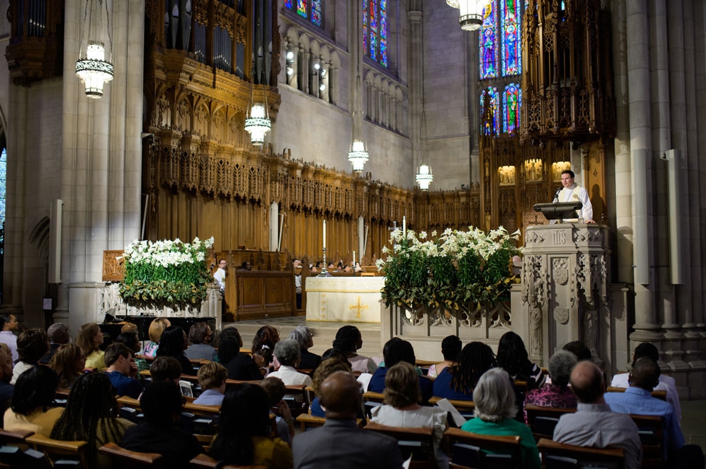 The Rev. Bruce Puckett in the pulpit at Duke Chapel
