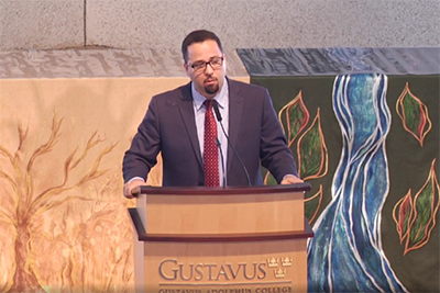 Dean Powery speaks at Gustavus Adolphus College