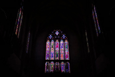 Chapel windows in dark Chapel windows in dark