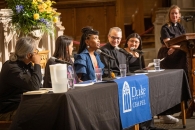 Panelists discuss the 'Day of the Dean' altar at Duke Chapel.