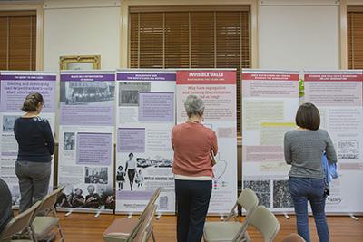 Visitors at the Uneven Ground Exhibition